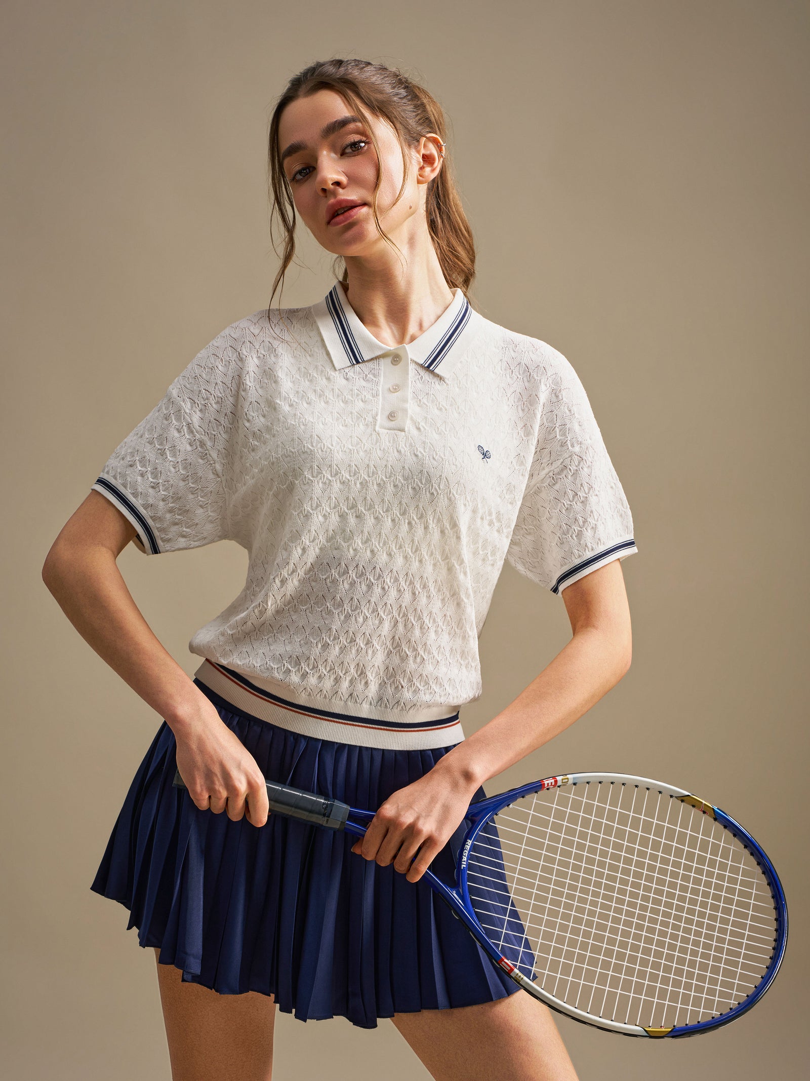 Knit Polo Top - Ivory