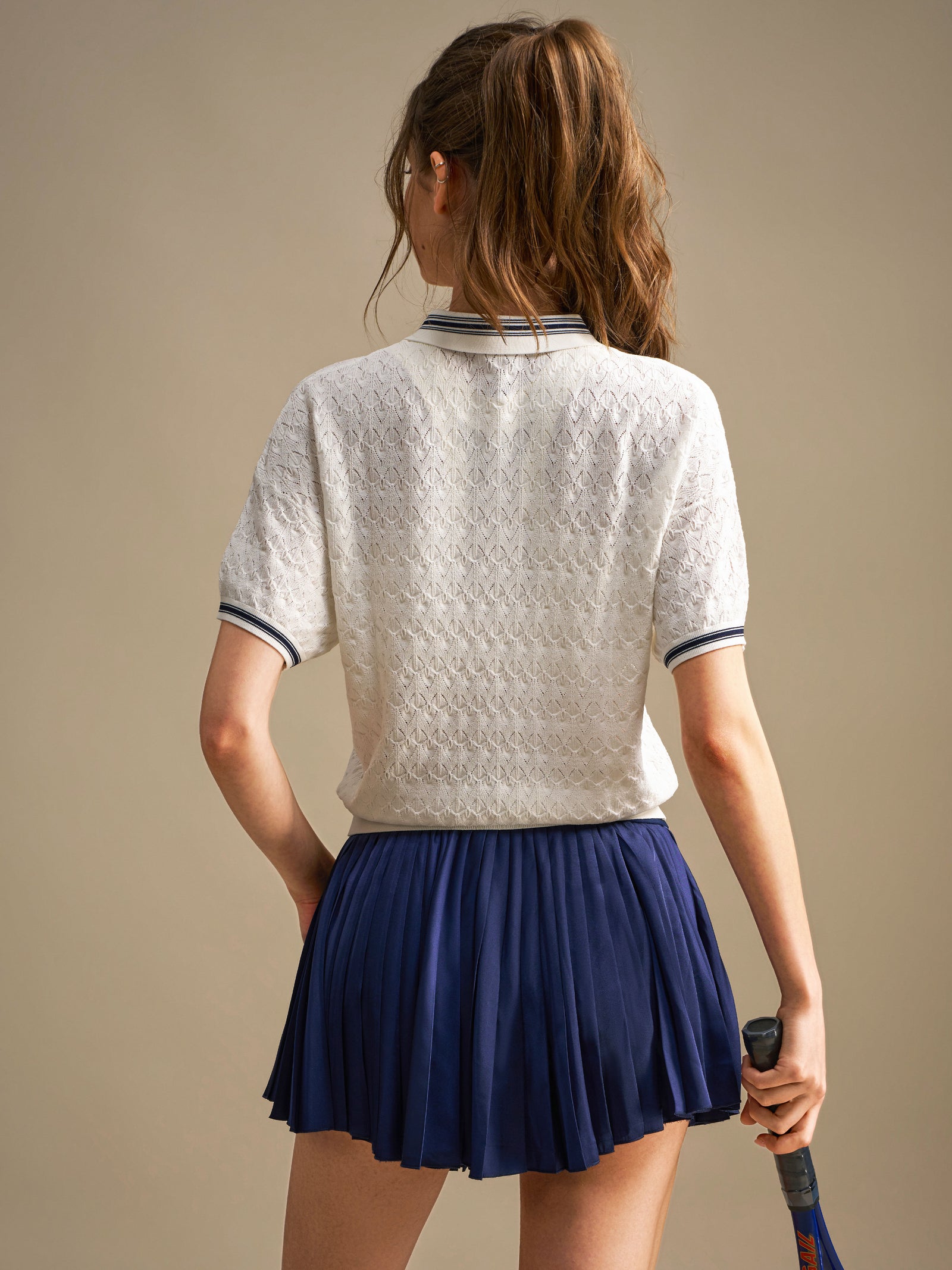 Knit Polo Top - Ivory