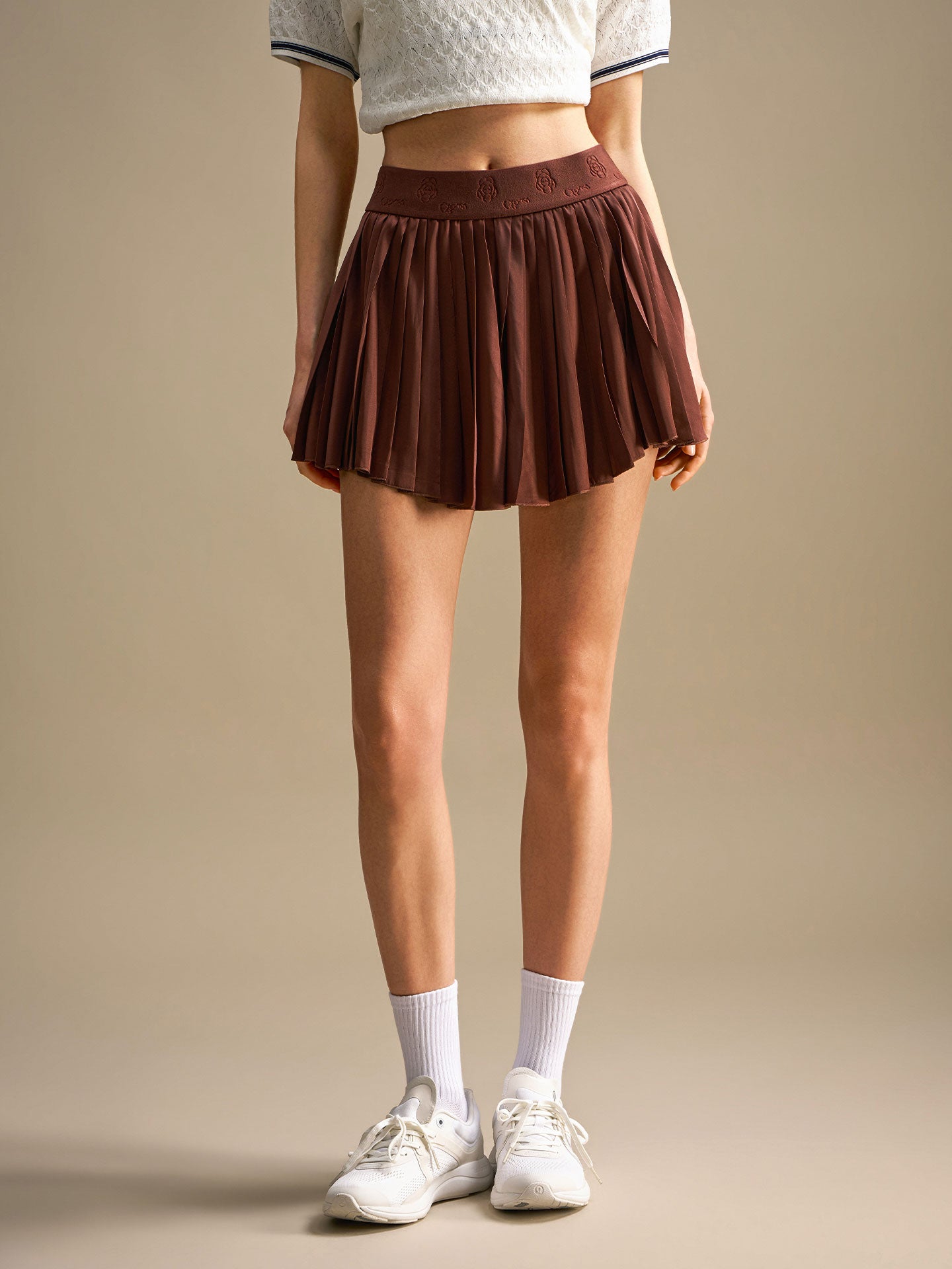 Satin Tennis Skirt - Brown