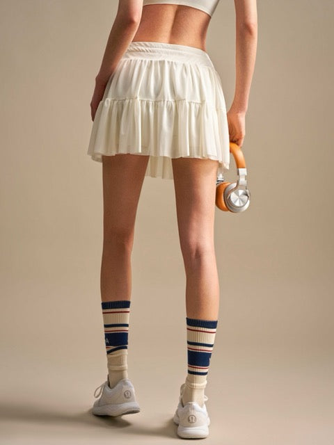 Aurelle Mesh Tennis Skirt - White