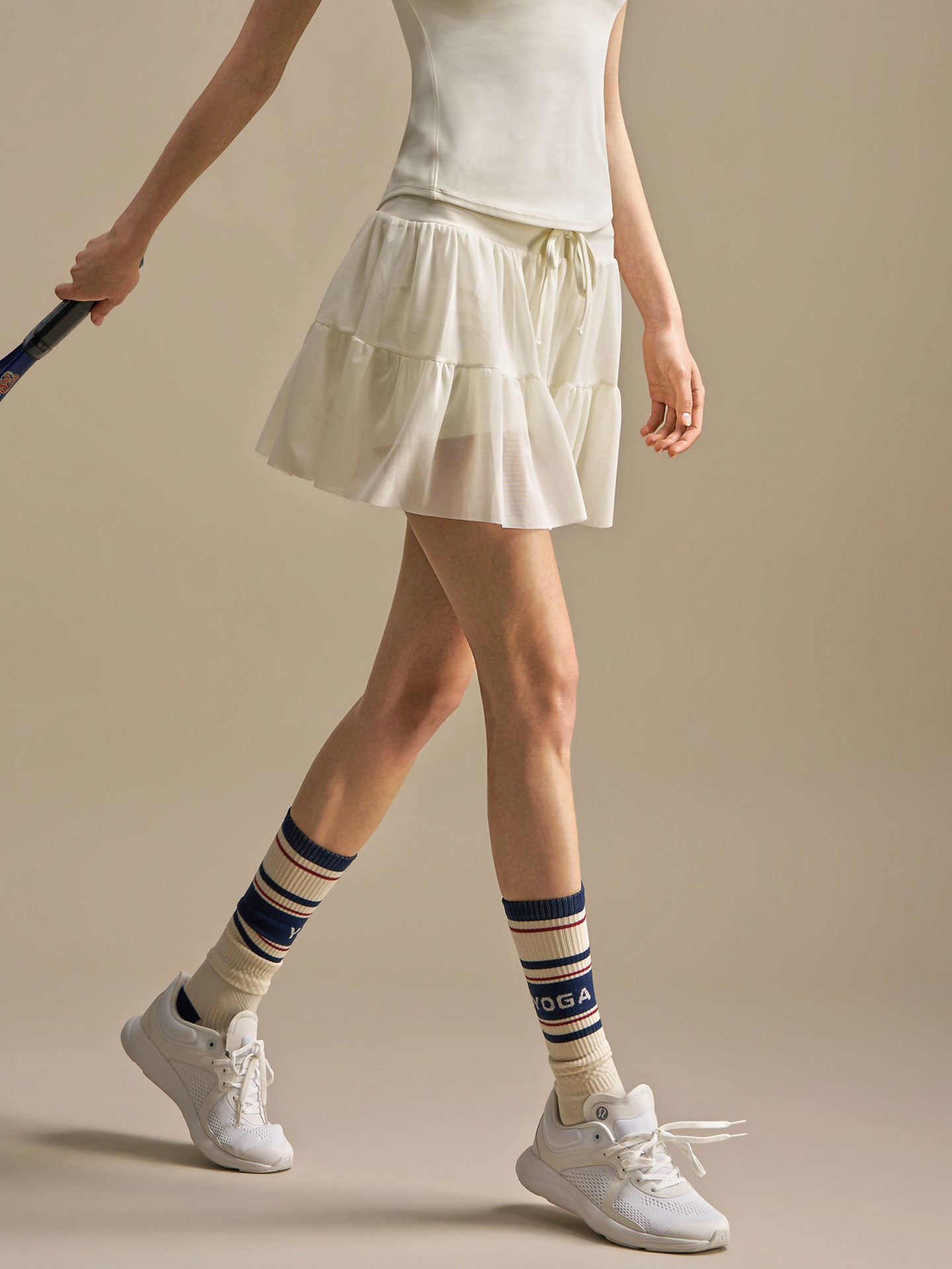 Aurelle Mesh Tennis Skirt - White