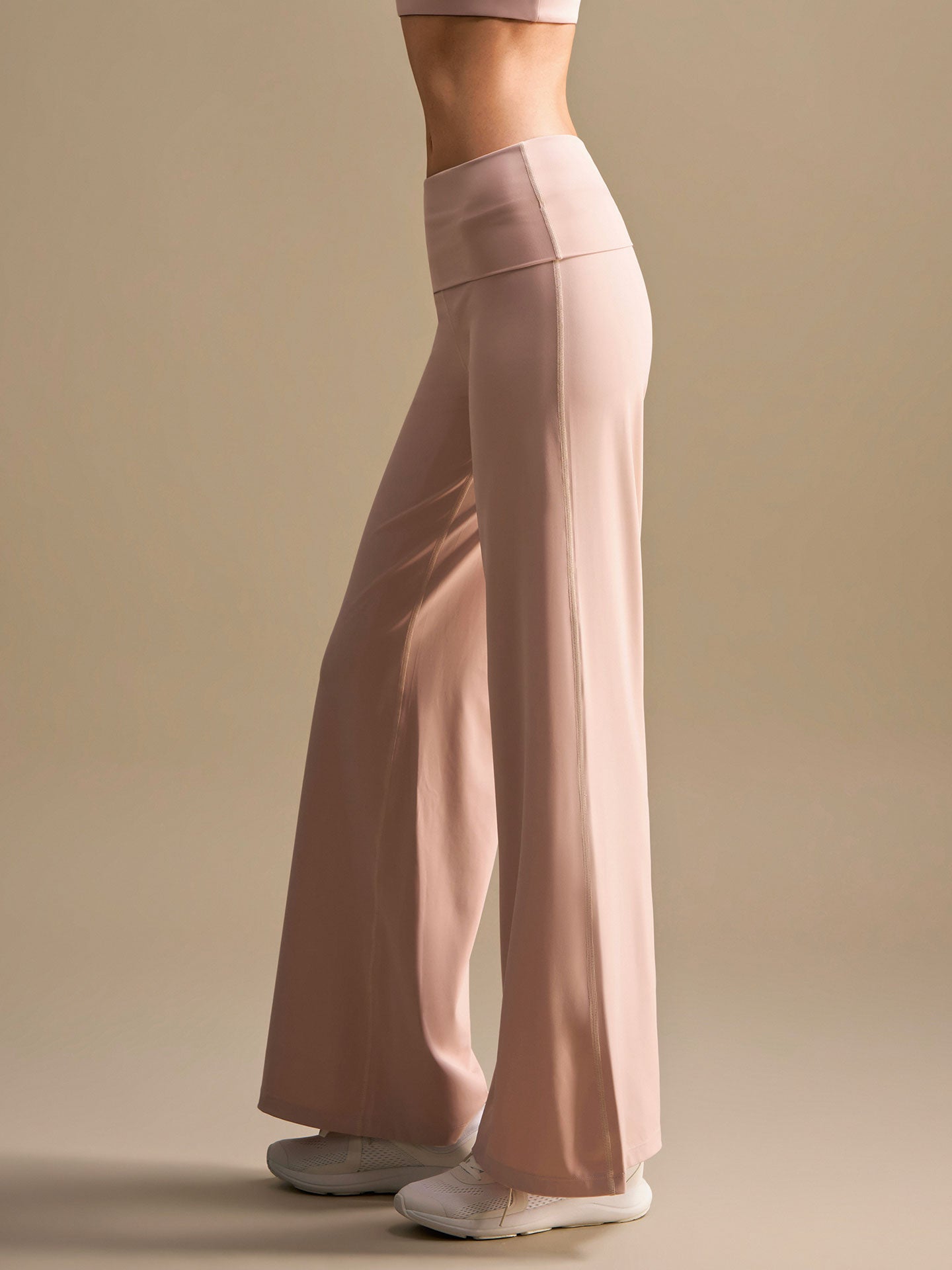 High-Waisted Fold-Over Yoga Pants - Pink