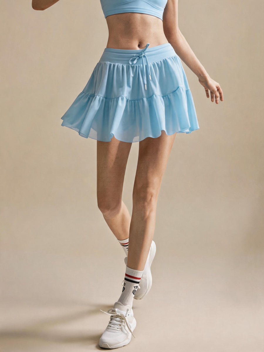 Aurelle Mesh Tennis Skirt - Blue