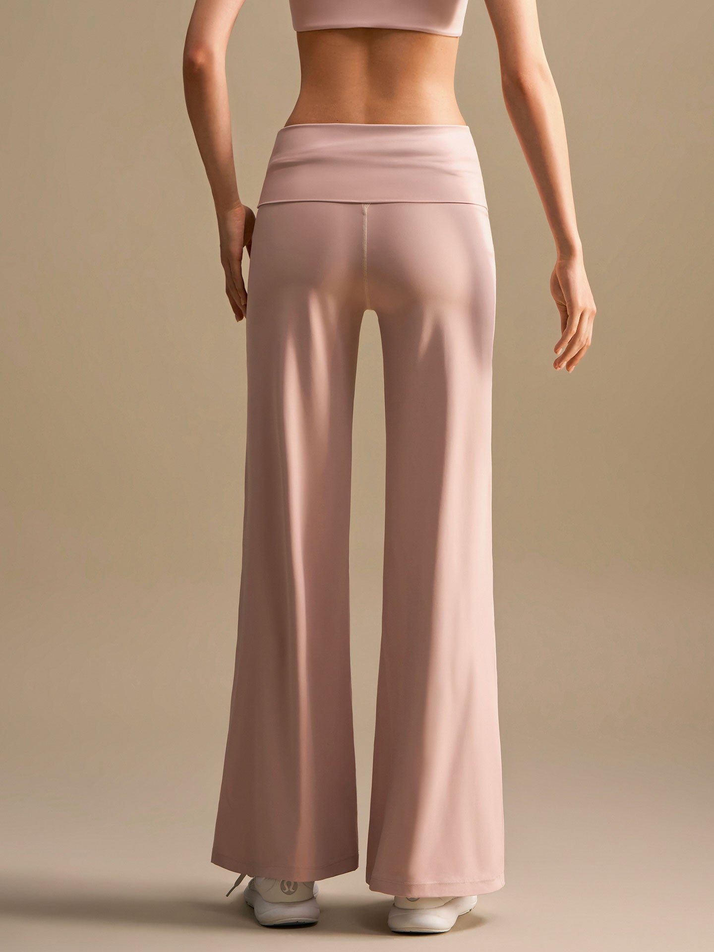 High-Waisted Fold-Over Yoga Pants - Pink